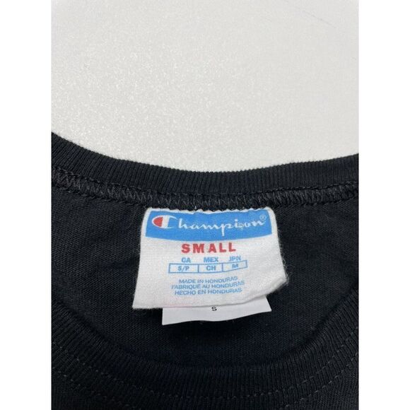 Champion Logo Different Languages T-shirt Men Small Black Short Sleeve - Picture 3 of 4